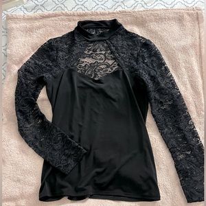 Express Black Lace Long Sleeve Top